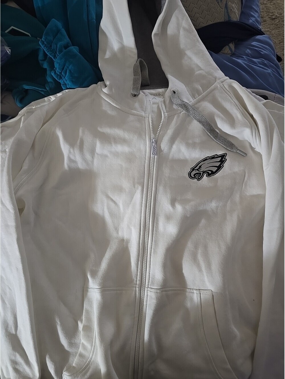 Antigua Philadelphia Eagles White Xl Full Zip Hoodie Jacket NFL Football